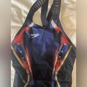 Speedo open back fastskin kneeskin patriotic size 22 tech suit